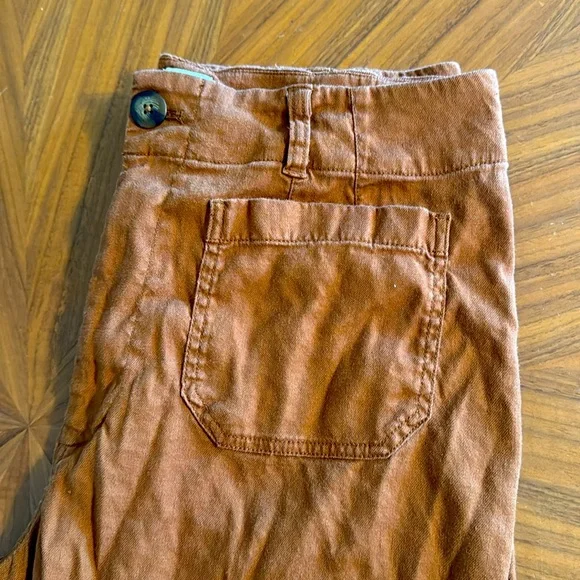 Anthropologie The Colette by Maeve, rust-colored cropped linen trousers - Picture 3 of 4